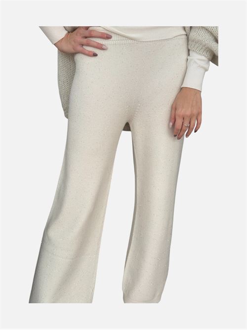 pantalone in maglia con micro paiettes HAVEONE | M162011BURRO