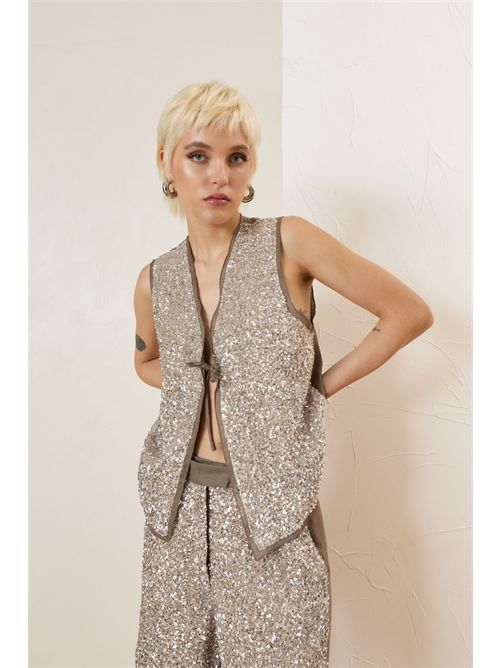 Gilet in lino con paillettes SOUVENIR | S37M0318506ROCCIA